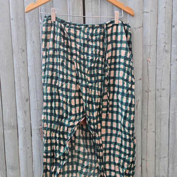 Plenty by Tracy Reese Midi Skirt – Green Peach Check Print, Size M - Picture 1 of 2